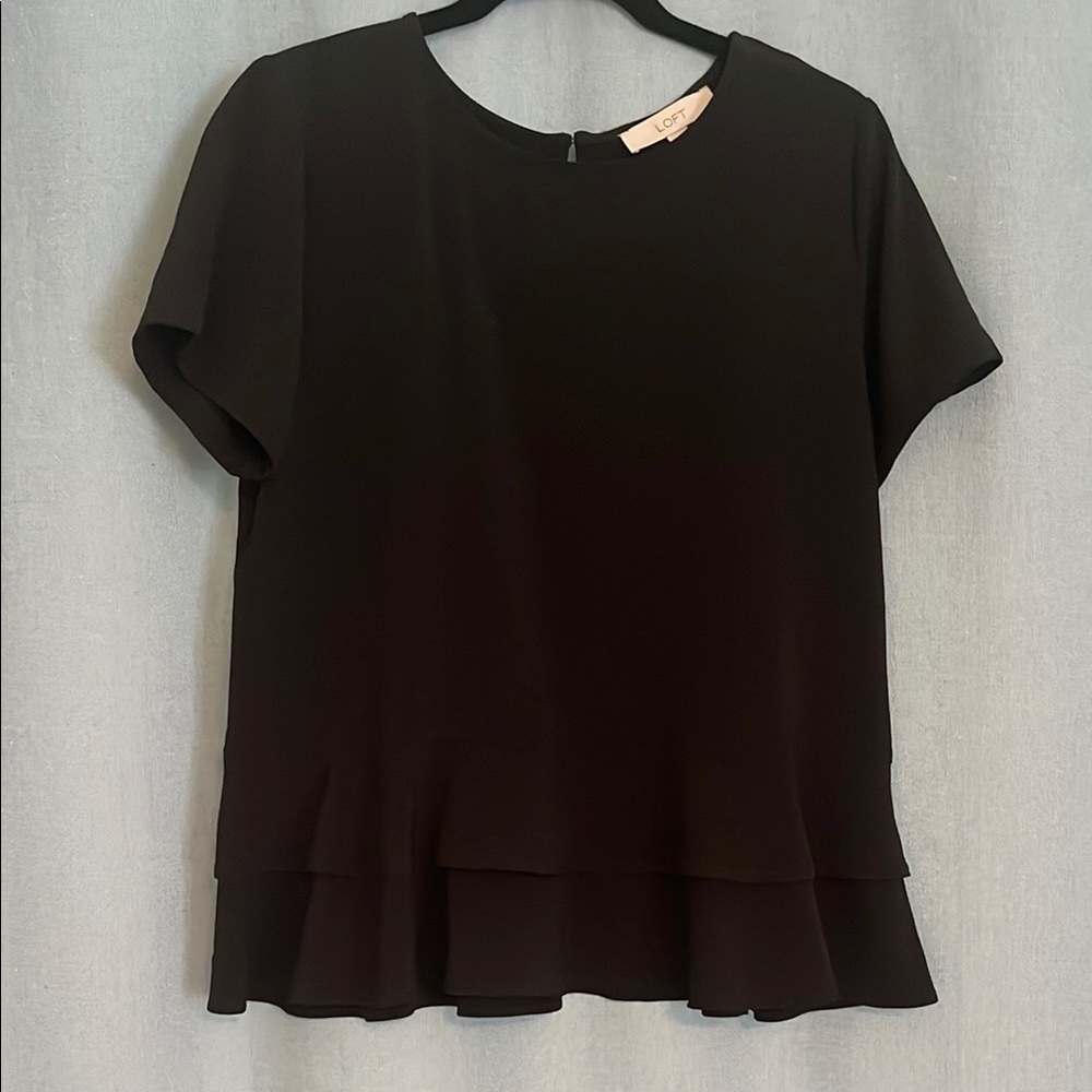 LOFT Black Layered Peplum Blouse